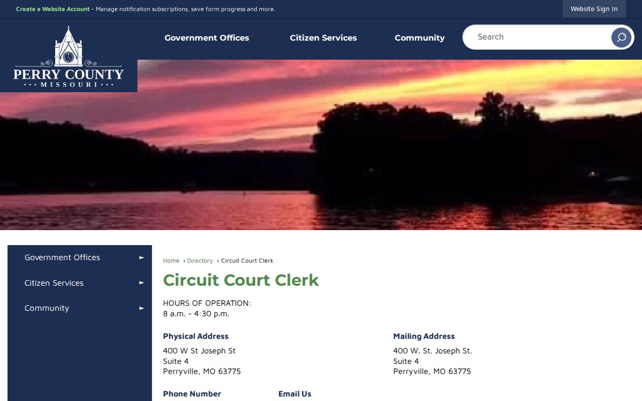 Perry County court docket Circuit Clerk directory